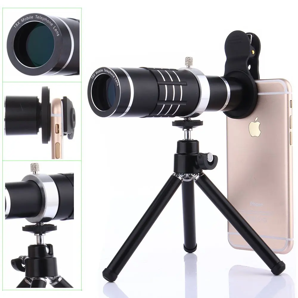 

Telephoto Lens Camera Photo Tripod Universal Clip-On Phone 18X Optical Zoom Telescope Lente For Huawei For Samsung For Iphone