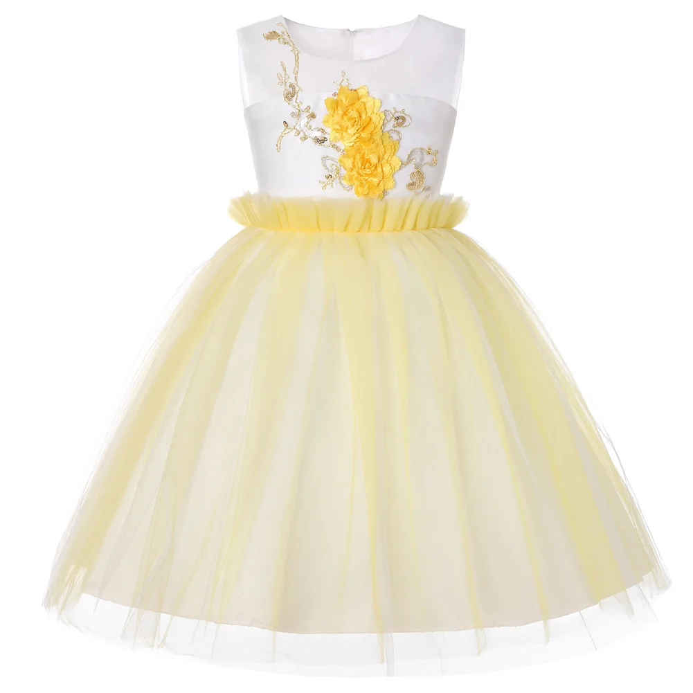 

Spring Winter New Girls Sleeveless Sequins Princess Dress Embroidered Children Clothing Dress Girl Wedding Tutu Dresses GDR481
