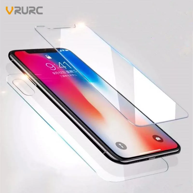 VRURC Tempered Glass For iPhone i6 i6s i7 i8 4 4s IX 10 glass Plus Screen Protector Front+Back -2Pcs/Pack  Мобильные телефоны | Phone Screen Protectors -32796767214