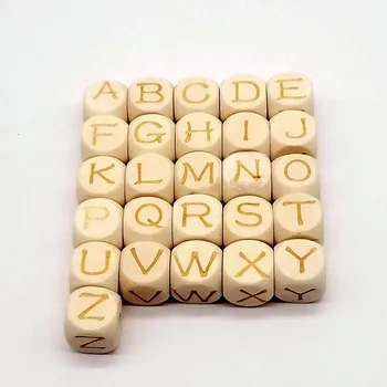 

2019 Hot Sale High Quality New 26 Letters DIY Jewelry Accessories Logs Laser Engraved Letter Blocks Baby Wooden Teether