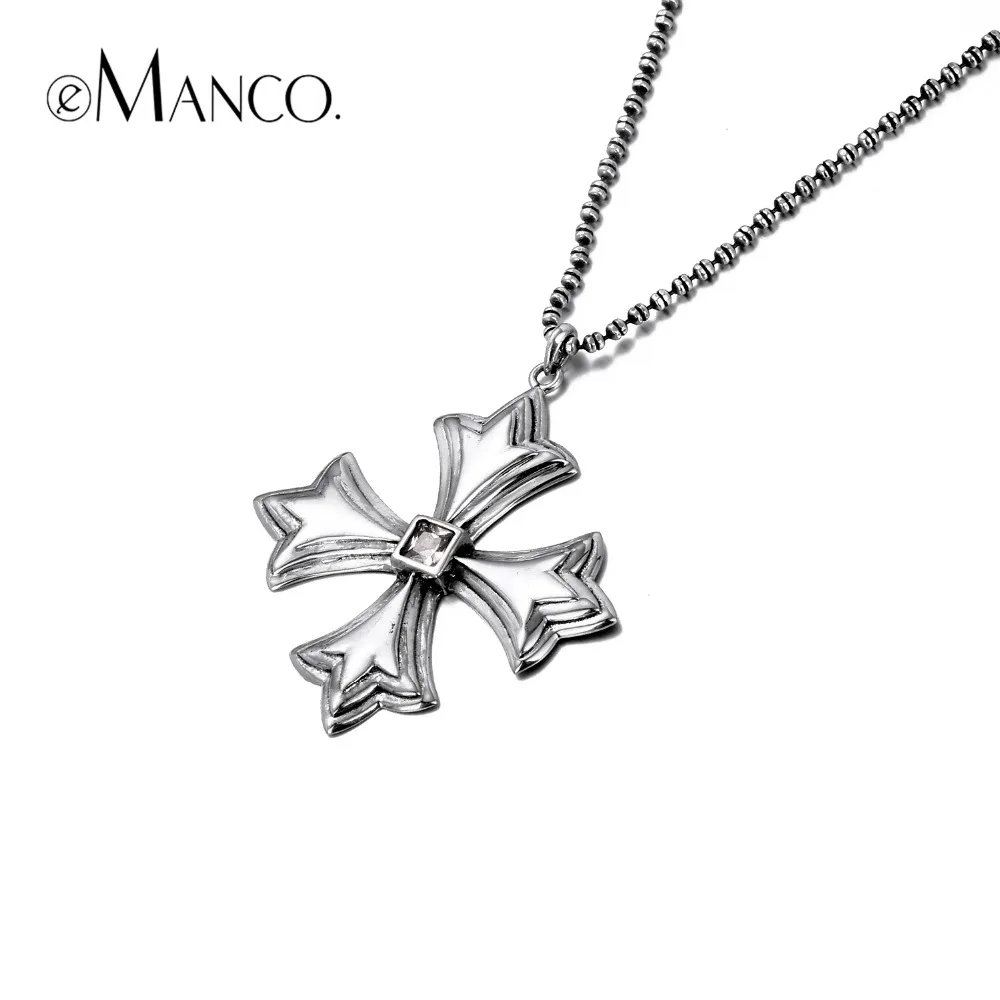 e-Manco 925 Silver Regular Cross Pendant Necklace Thin Silver Cross Necklace Women Fine Jewelry Simple Cross Pendant