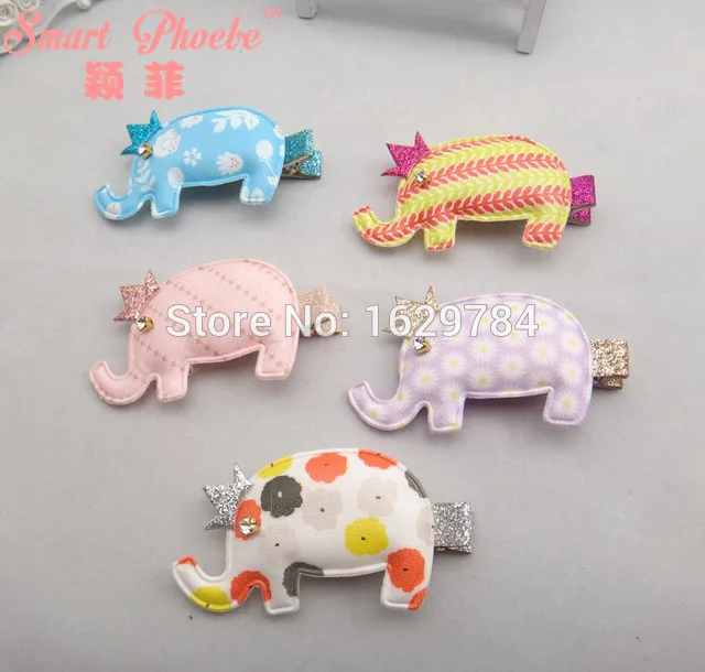 

Boutique 10pcs Korean Fashion Cute Floral Elephant Hairpins Solid Kawaii Glitter Crown Fabric Animal Hair Clips Headwear