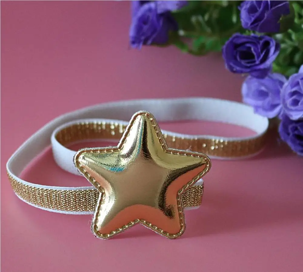 1 шт., золотые/Серебрянные блестящие детские аксессуары для волос принцессы тиары, детские головные уборы, эластичная резинка для волос для девочек - Цвет: gold star