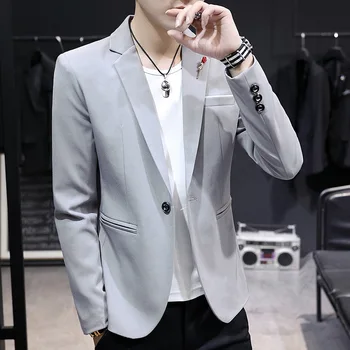 

Traje Hombre 2019 Spring Fashion Solid Color Slim Suit Jacket Casual Business Men's Blazer