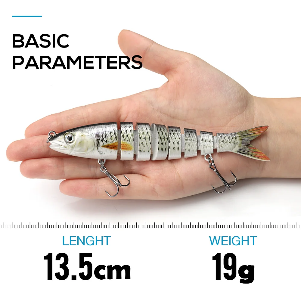 VTAVTA Sinking Swimbait Wobbler 19g 8 Segments Fishing Lure Multi Jointed Fishing Hard Lures Crankbait Lifelike Artificial Bait 
