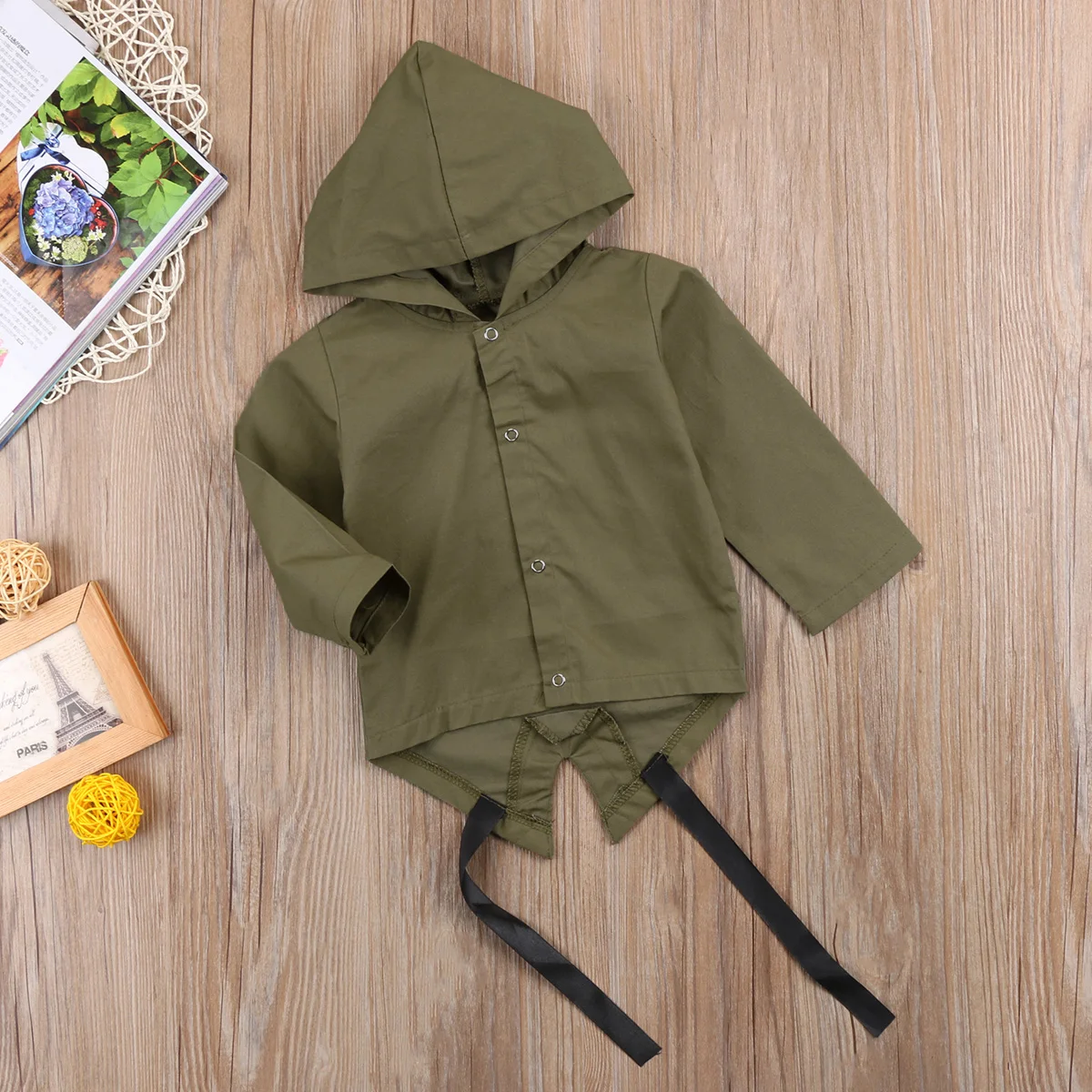 US STOCK Baby infant Boys Coats letter print Hooded Jacket Spring Autumn Outfits Clothes Long Sleeve button belt Hooded Coat