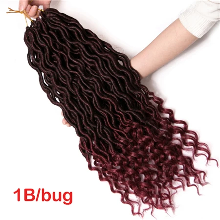 VERVES Faux locs 18 дюймов вязание крючком сплетенные волосы для наращивания 24 пряди/упаковка косички Омбре плетение волос синтетический афро коричневый оптом - Цвет: T1B/бордовый