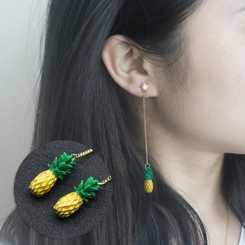 

New Fashion Pineapple Drop Earrings Charms Tassel Crystal Fruit Pineapple Pendant Statement Earrings Long Earring For Women Gift