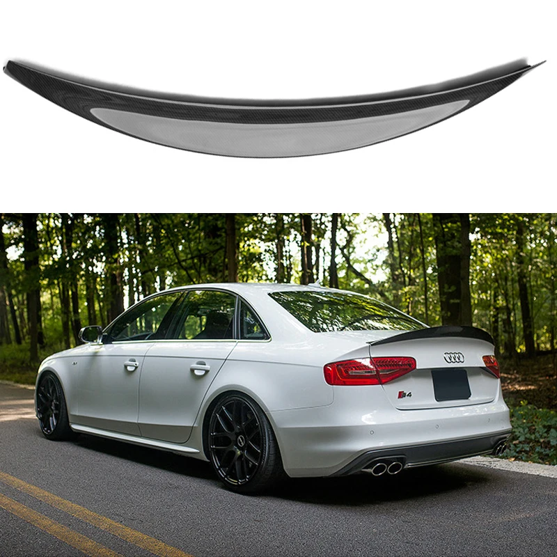 

HK Style High Quality Carbon Fiber Rear Wing Roof Rear Trunk decorated Spoiler For Audi S4 A4 B8 B8.5 2009 - 2016