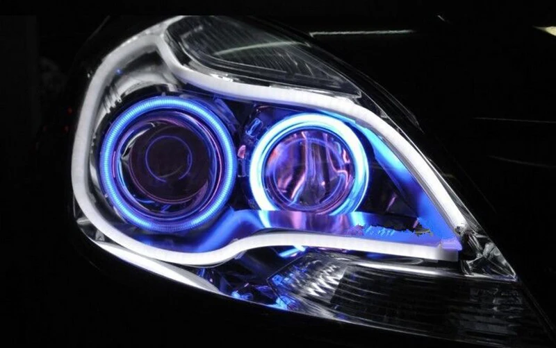 

2Pcs 45cm Sequential Flowing Angel Eyes DRL Flexible LED Tube Strip White Daytime Running Light Tear Turn Signal Car Styling
