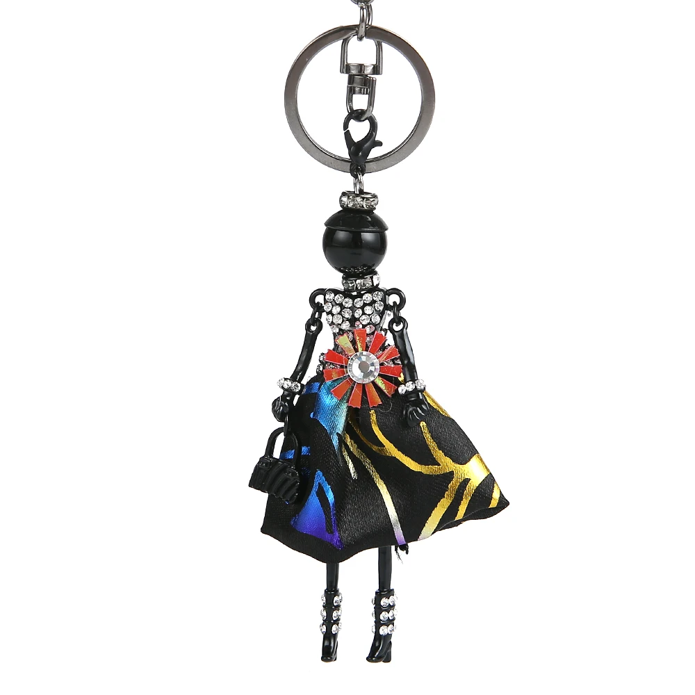 Cute Doll Keychain Full Crystal Keyring Car Key Chain Women Key Holder