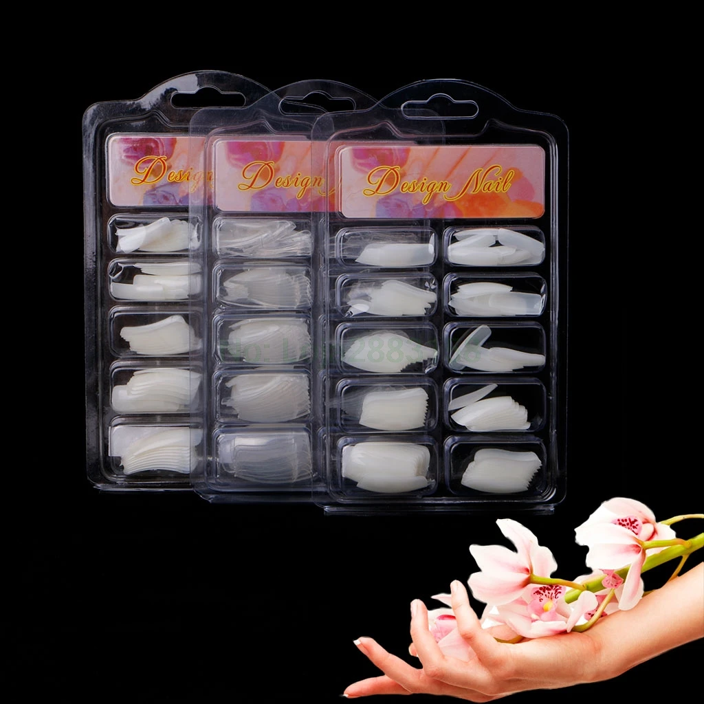 Ramadan Festival Gifts100Pcs Natural/Clear French Acrylic False Nail