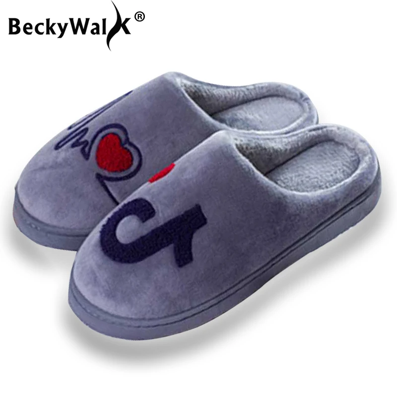Плюшевые женские зимние домашние тапочки BeckyWalk домашняя обувь для спальни