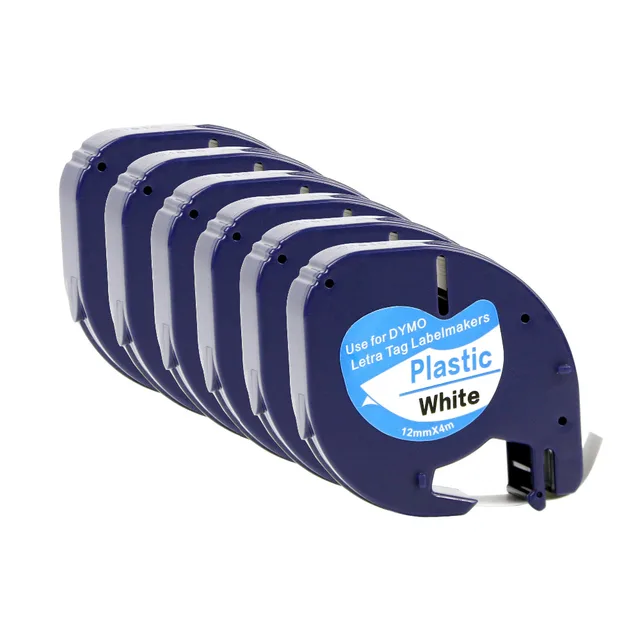 Best Offers Puty Compatible 91201 6 pcs Black on White 12mm DYMO LetraTag Plastic Tape Label Printer Ribbons Label Maker Best Offers Puty Compatible 91201 6 pcs Black on White 12mm DYMO LetraTag Plastic Tape Label Printer Ribbons Label Maker