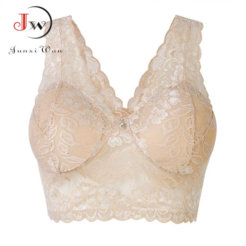 Sexy Lace Full Cup Breathable Bras Underwear Women Seamless Wireless Vest Push Up Bra Ultrathin Perspective Lingerie Sujetador