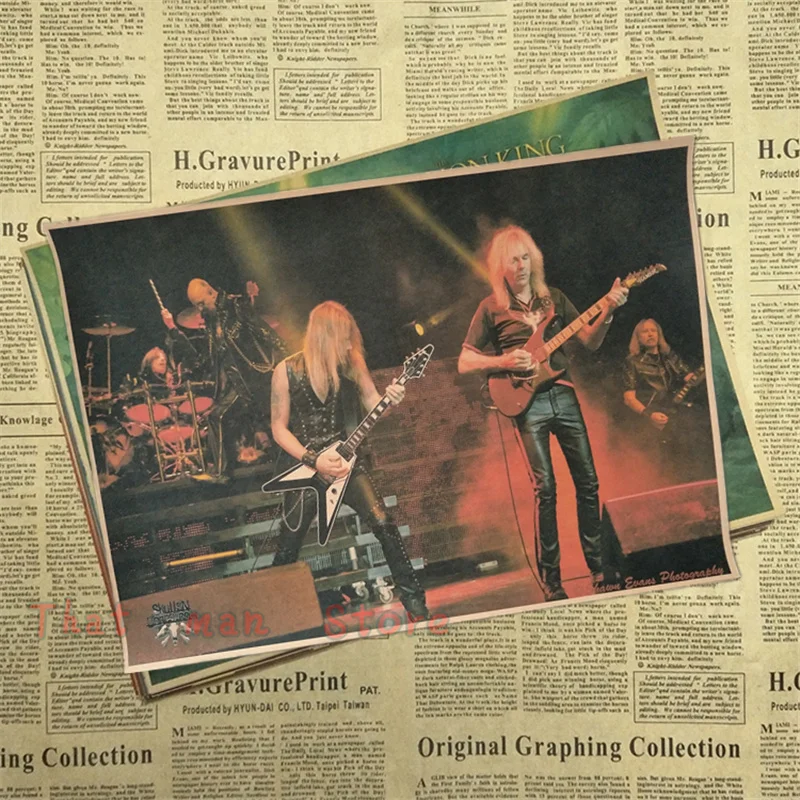 Judas Priest винтажный постер крафт ретро рок старый постер пост Панк Группа живопись Ретро плакат 42*30 см - Цвет: Зеленый
