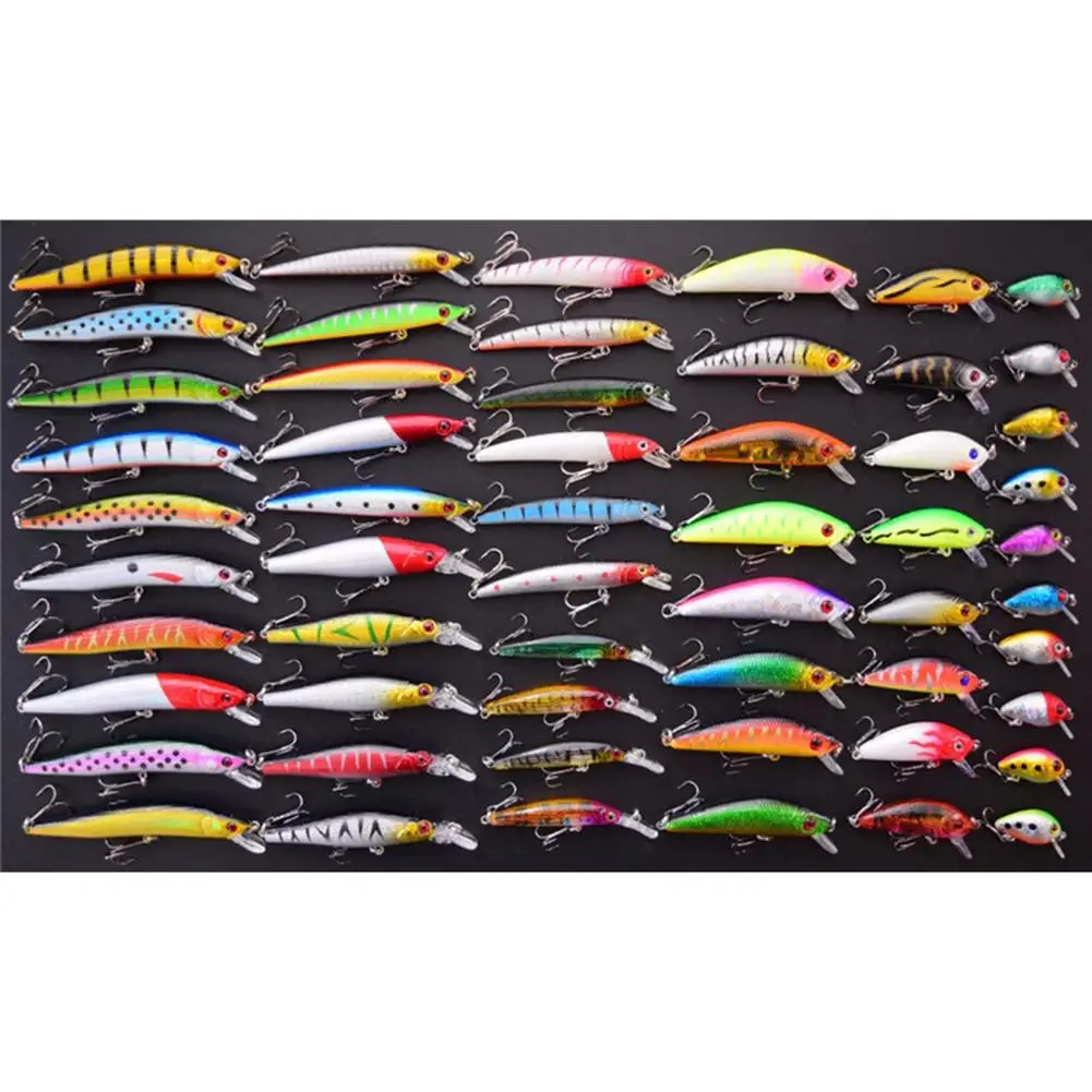 

56Pcs/lot Plastic Almighty Fishing Lures Set Mixed Minnow Hard Bait Wobbler Crank Baits Minnow Streak Fishing Lures Fish Supply