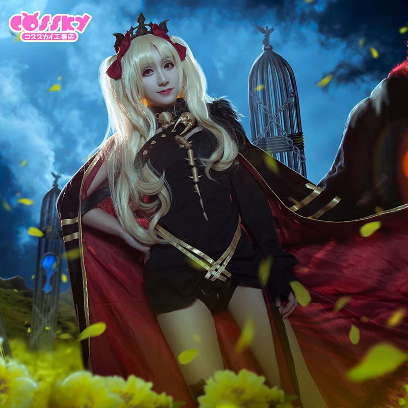 Fate/Grand Order Ereshkigal Cosplay Costume Halloween Uniform Dress+Cloak+Pants+Socks+Collar+Headband+Skull S M L | Тематическая