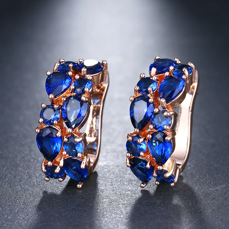 Stud Earrings Gold Earrings Colorful Earrings Metallic Color Earrings Metal Earrings Cubic Zirconia Earrings Crystal Zircon Earrings Rose Gold CZ Zircon 12 Colors