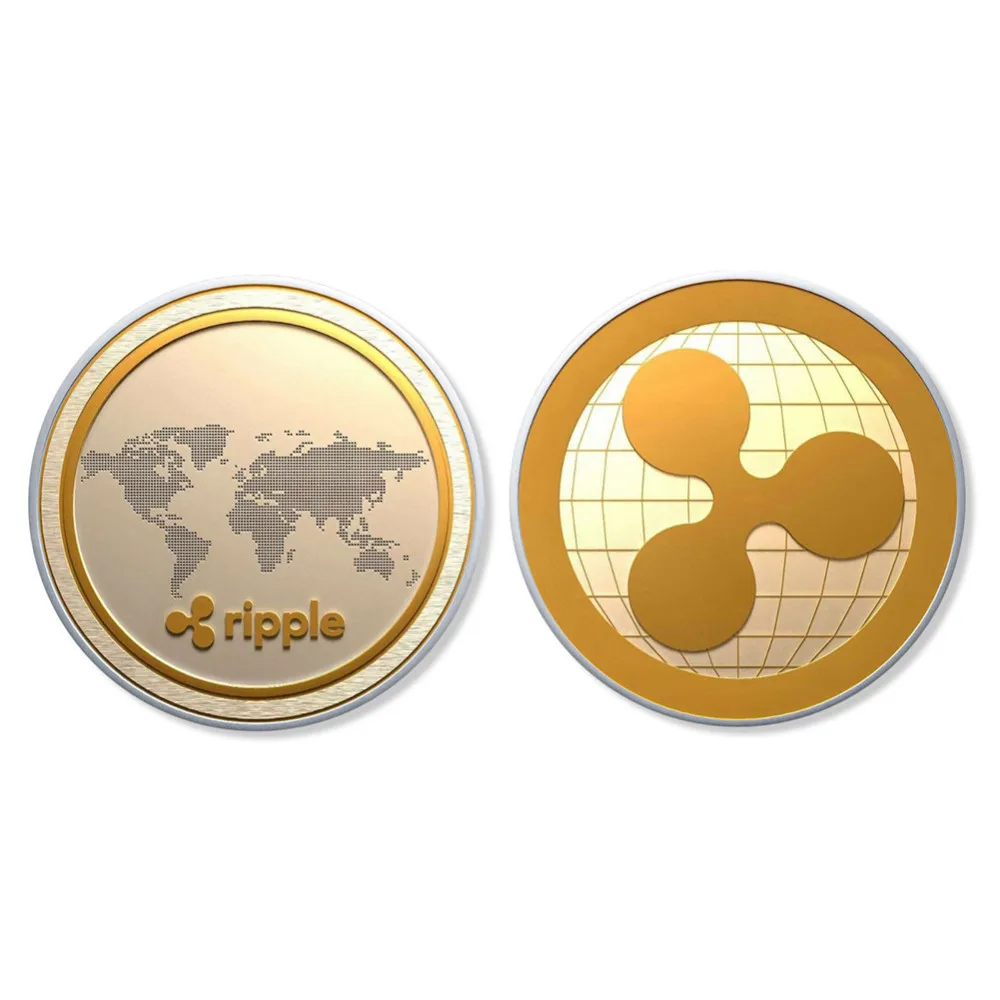 

Cryptocurrency Ripple Coin Commemorative Round XRP Ripple Crypto Currency Plated Coin Collectible BitCoin Art Collection Gif