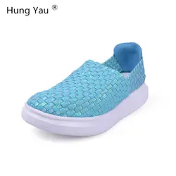 Hung Яу Лето Обувь с дышащей сеткой Повседневное модная женская обувь с низким верхом тапки для Для женщин туфли с эластичными лентами на