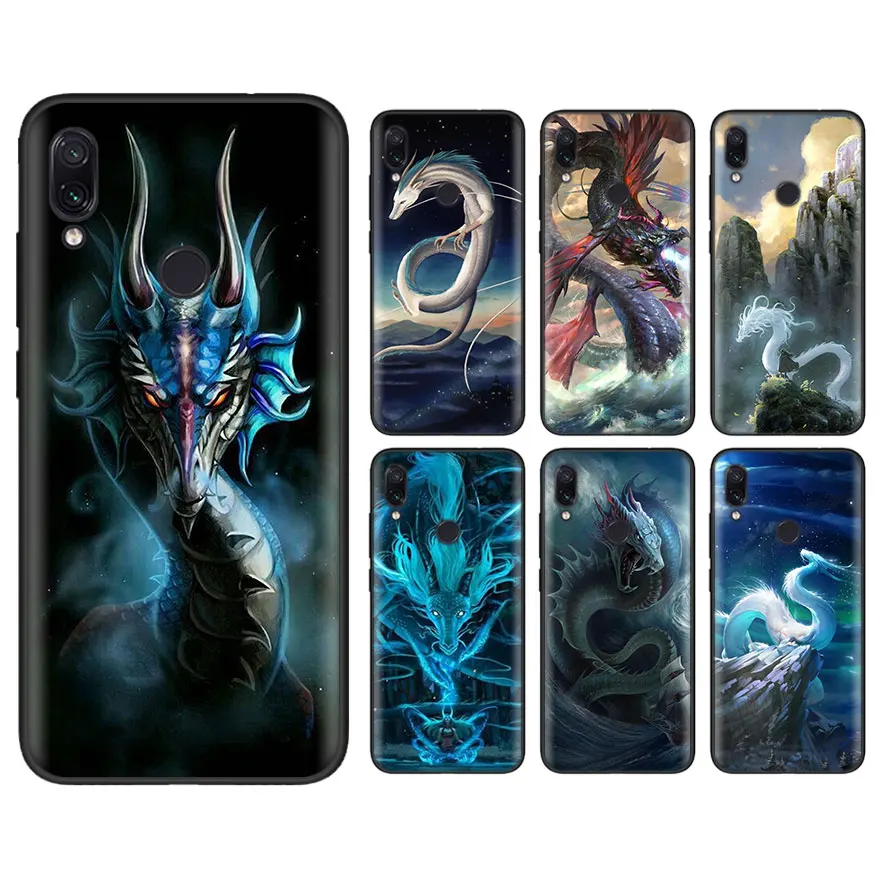 

Black Soft Case for Xiaomi Redmi Note 5 Pro 6 7 Pro 5 6 6A dragon dinosaurs Animal Case for Mi 9 8Lite Mix 3 Play A2 Lite