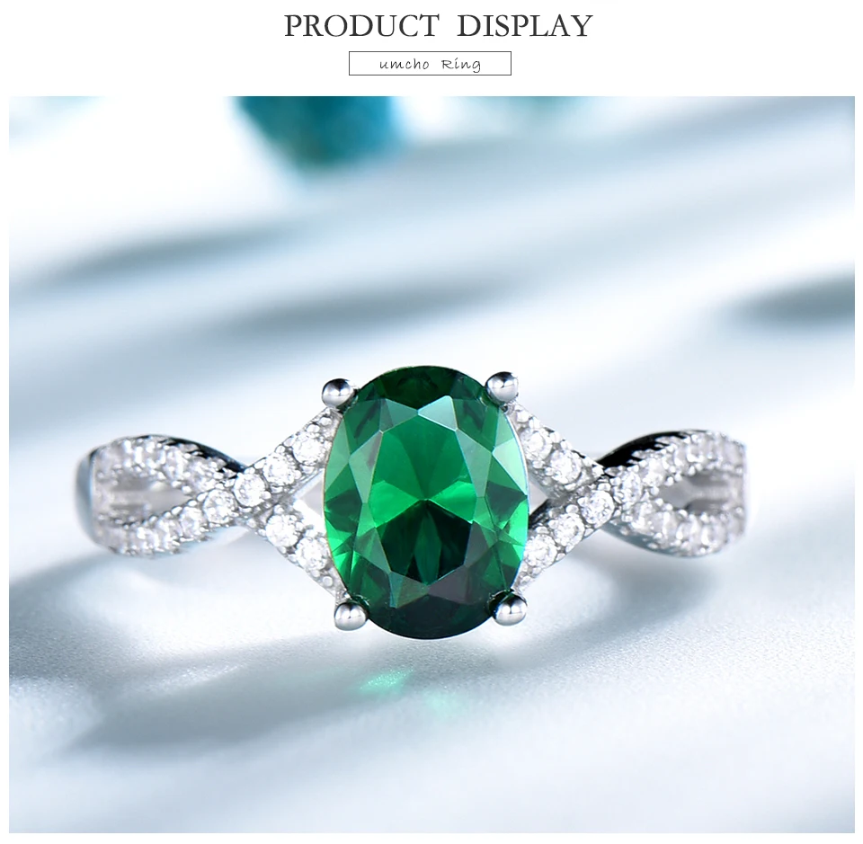 UMCHO Emerald 925 sterling silver rings for women RUJ099E-1-pc (3)