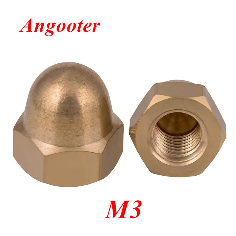 

100pcs DIN1587 M3 Brass Cap Hex Nuts Decorative Dome Hexagon Head Ball Cover Semicircle Acorn Nut