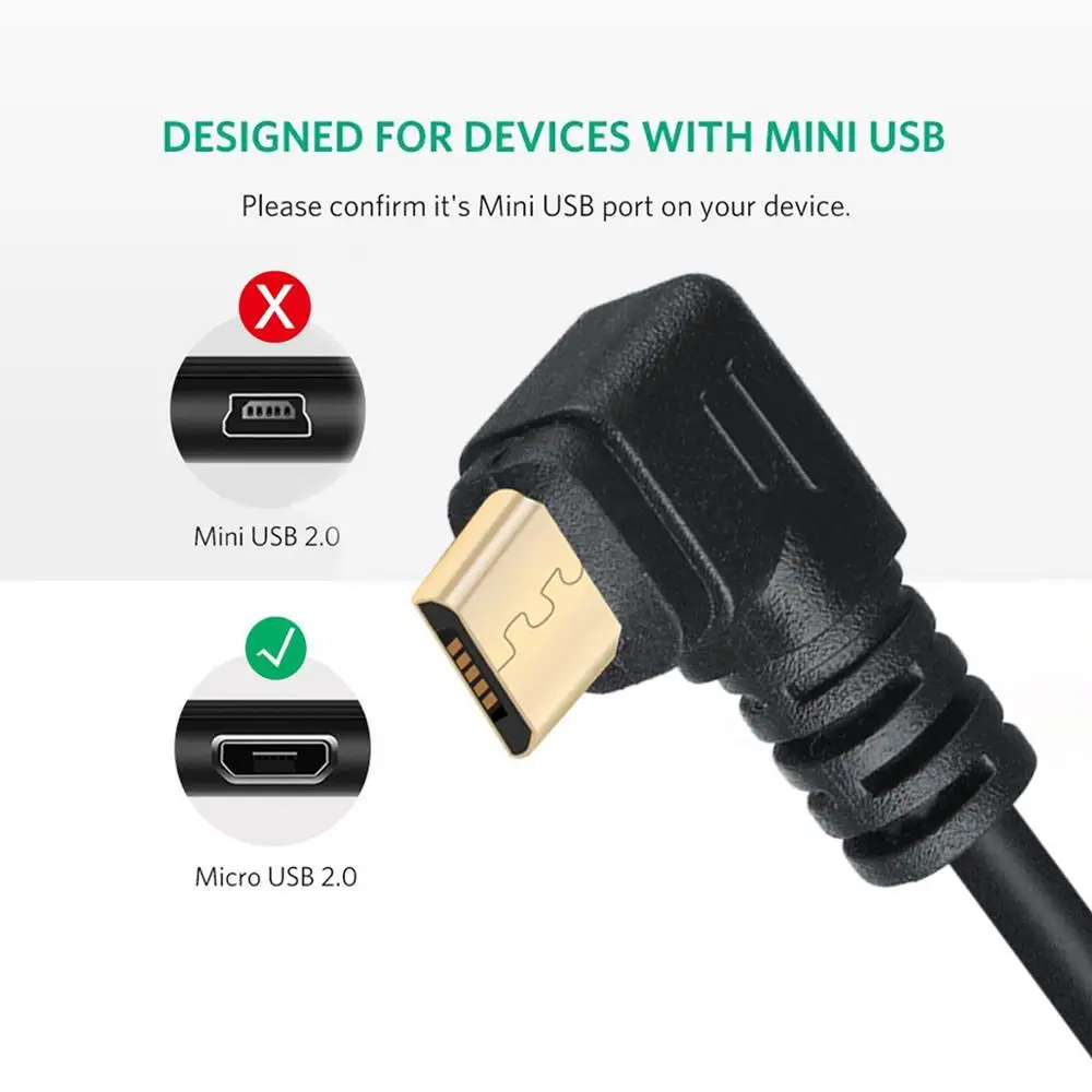 Кабель Usb 2,0 с коротким левым углом и прямым углом для зарядки телефона, кабель питания Micro Usb, кабель для зарядки Micro Usb на 90 градусов