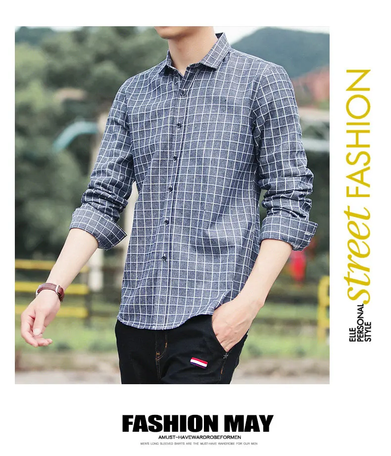 4Colors Plaid shirts men long sleeve casula 2017 autumn spring new cotton male shirts plus size M-4XL Muls Brand Clothing MS101-12