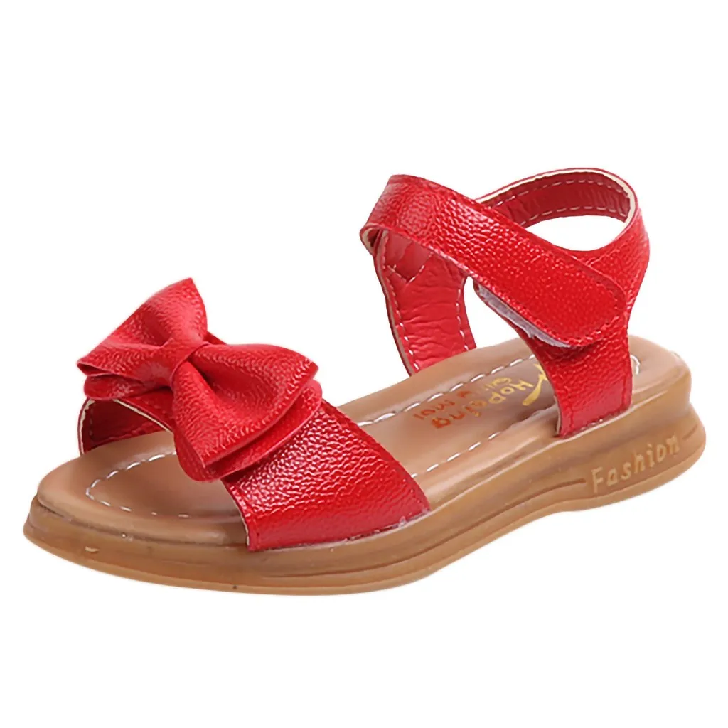 Newest kids sandals Summer Kids Shoes Children Magic Hook Beach Sandals Fashion Bowknot Girls Flat Pricness Shoes Dropshipping - Цвет: Красный