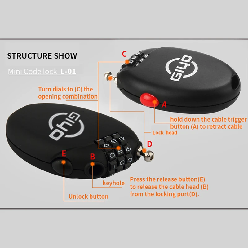 Велосипед мульти Функция мини кабельный замок для велосипеда 3 цифры пароль кодовый Противоугонная выдвижной провод Линия замок для езды на велосипеде для багажа 0,3