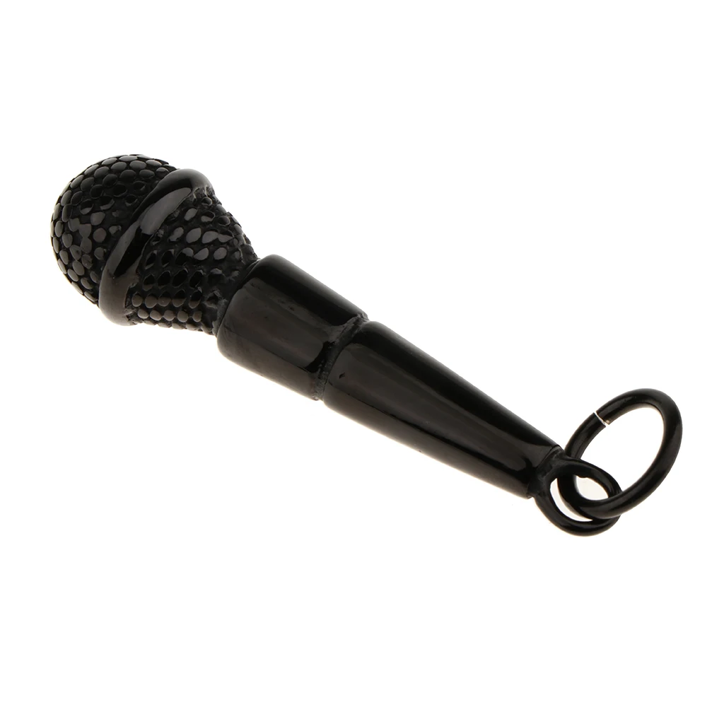 Mens Hip Hop Rock Roll Black Stainless Steel Microphone Music Pendant for DIY Necklace
