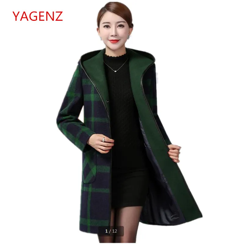 

High quality Women Wool coat Large size Middle-aged women's clothing NEW 100% Hooded Autumn Women tops Quality assurance K2856