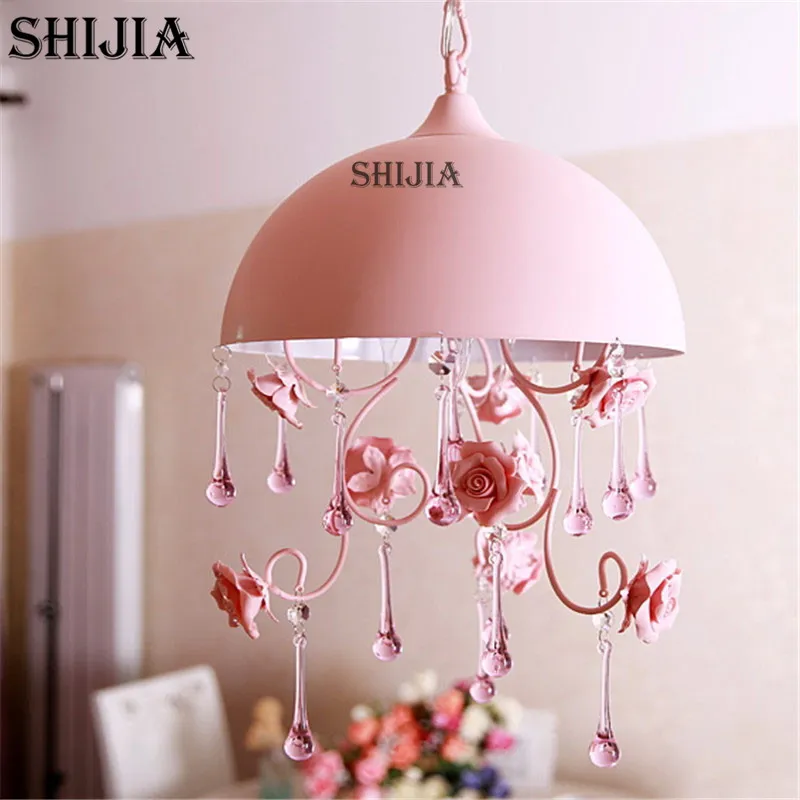 Modern Ceramic Flower Crystal Chandelier Romantic Pink Rose Garden Modern Ceramic Flower Crystal Chandelier Romantic Pink Rose Garden Style Bedroom Creative Princess Pendant Hanging Lamp In Chandeliers From Lights