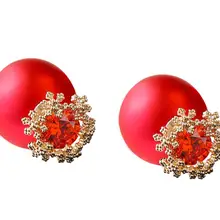 Рождественская красная лента-веревка уха ногтей темперамент Baitao личности Творческий шлифовальный шар серьги