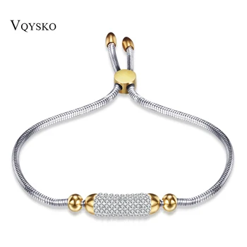 

Free Engrave Fashion Adjustable Charm Bracelet For Women Christmas Gifts Cubic Zirconia Crystal Blacelets & Bangles Jewelry