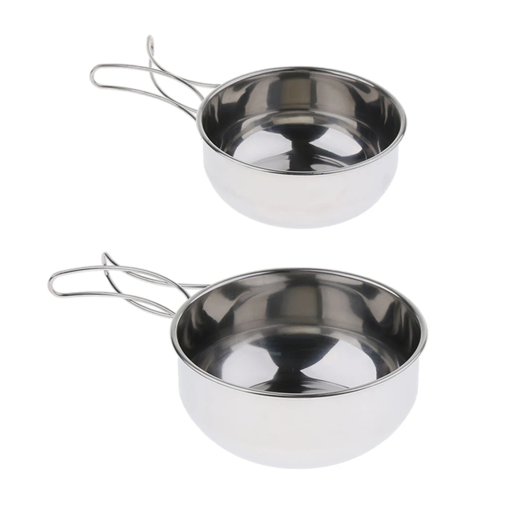 

Perfeclan Stainless Steel Folding Cooking Camping Tableware Mess Tins Bowl with Folded Handle For Outdoor Picnic Fishing Tool