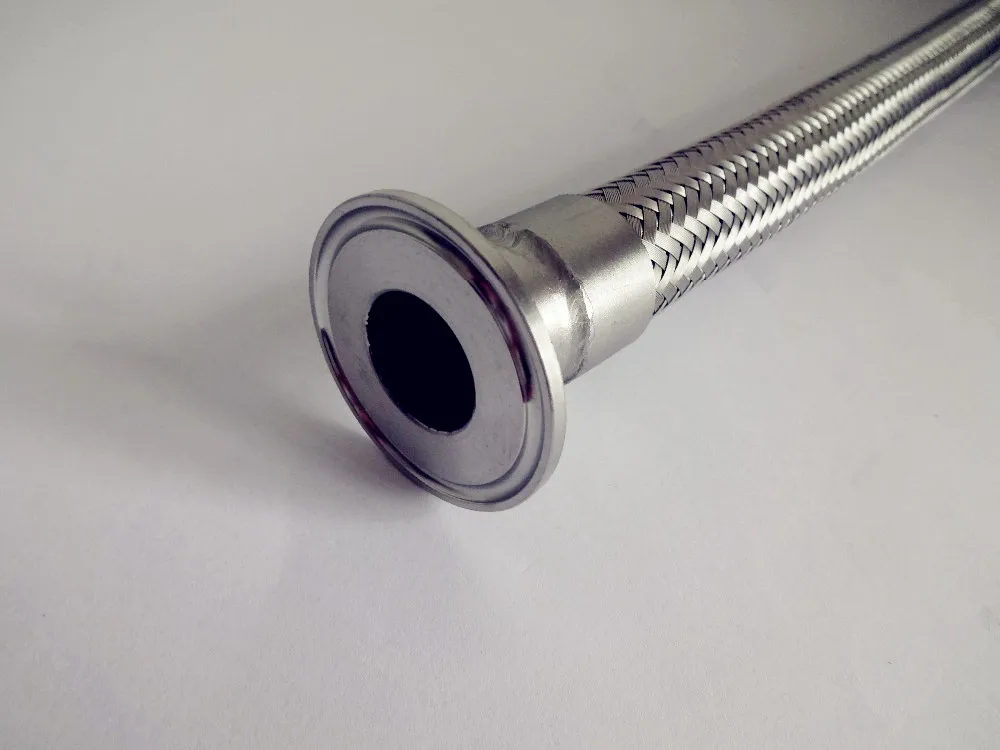 o Envio Gratuito de 1.5 Braçadeira Trançada Mangueira Flexível Comprimento 500mm Sanitária Aço Inoxidável 304 38mm Od50.5 Tri