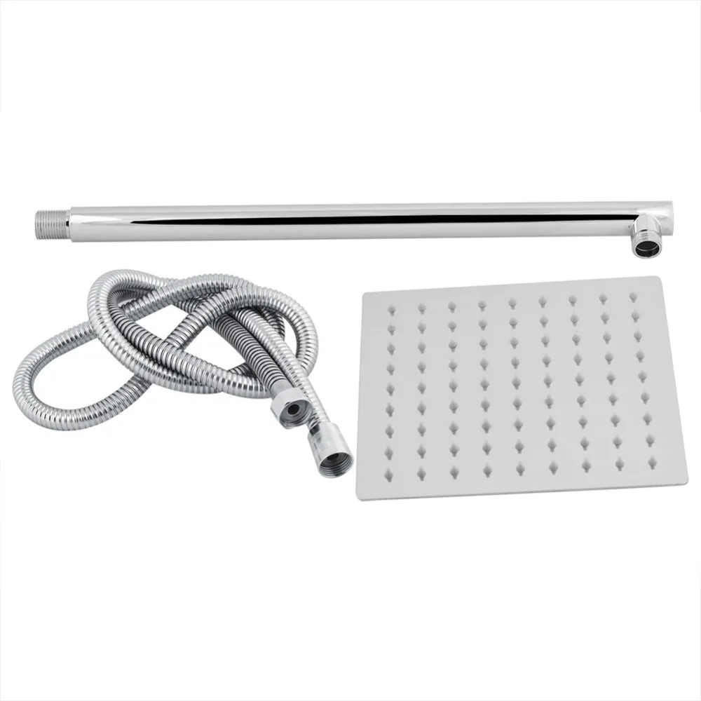 Rainfall Shower Head Hose 8 Inch Square 4.92ft Stainless Steel Shower