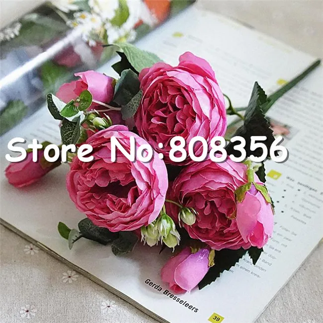 Горячие Поддельные пионы букет(5 стеблей/шт) искусственные цветы Корейский пеония для свадьбы дома витрина дисплей цветок - Цвет: hot pink