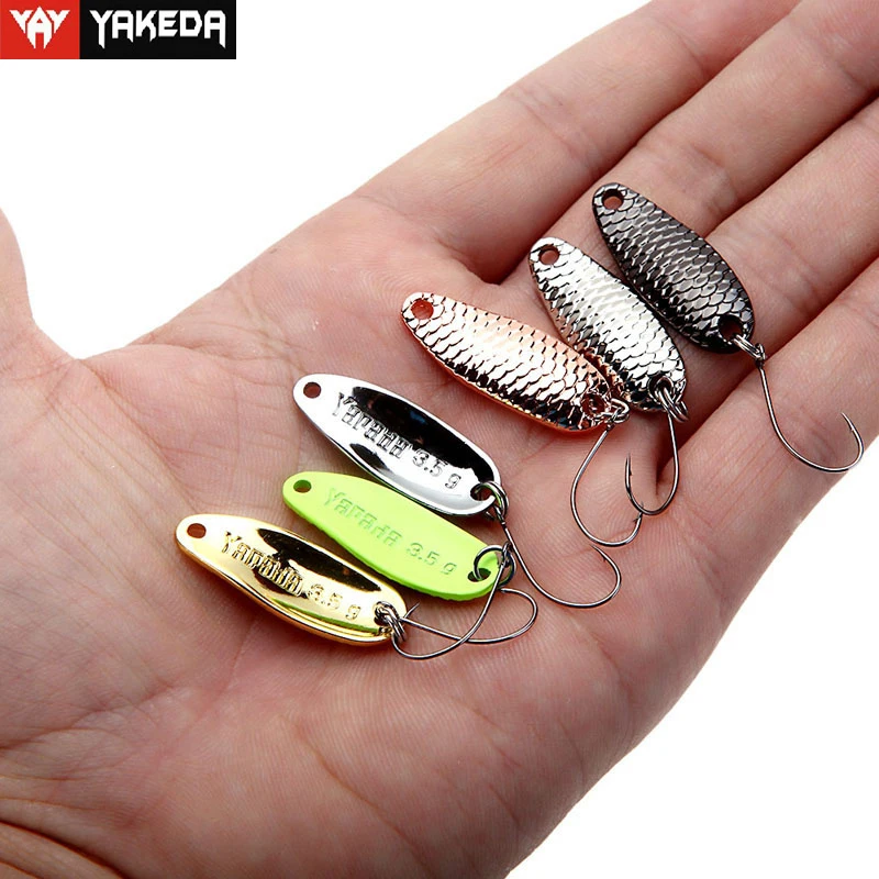  6Pcs/lot YAPADA Fishing Lure Spoon 3.5g Hard Bait Metal Fishing Lures Sequin Paillette Baits Single BKK Hook 