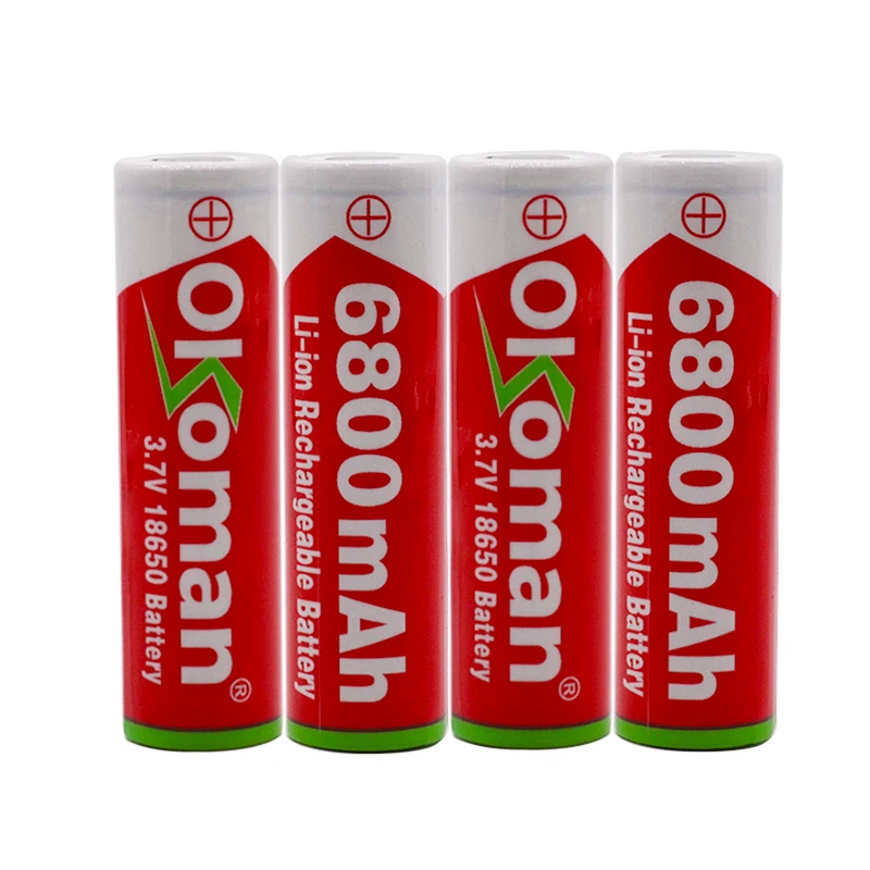 Okoman большая емкость 18650 батарея 6800mAh 3,7 V литий-ионная аккумуляторная батарея для фонарика электрическая игрушка Батарея