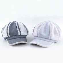 Мужская зимняя шапка в стиле ретро, однотонные хлопковые мужские береты gorras planas, Женская Шестигранная шапка, Повседневные шапки для мужчин, кепка Newsboy