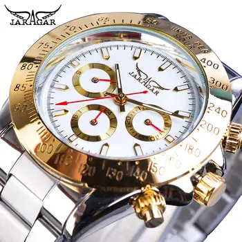 Jaragar 2019 Montre Homme Mens Watches Automatic Fashion Golden Stainless Steel Date Sports Mechanical Wristwatch Clock Relogio ik colouring mens orologio uomo automatic wristwatch skeleton steampunk wrist watch stainless steel band male clock montre homme