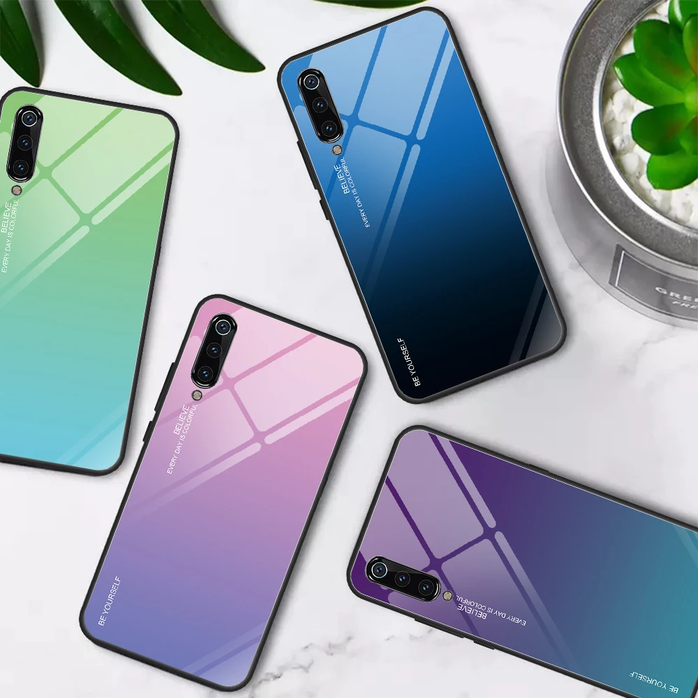 

Mi9 Gradient Tempered Glass Case For Xaiomi Redmi Note 7 5 6 Pro Cover Case For Xiaomi Mi 8 A2 Lite A1 Pocophone F1 Mi8 Mi6X 5X