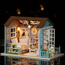 Американский Стиль Забавный Деревянный Мини классический дом DIY ремесла игрушки кукольный домик со светодиодный светильник Exquiste подарки для детей ручной работы