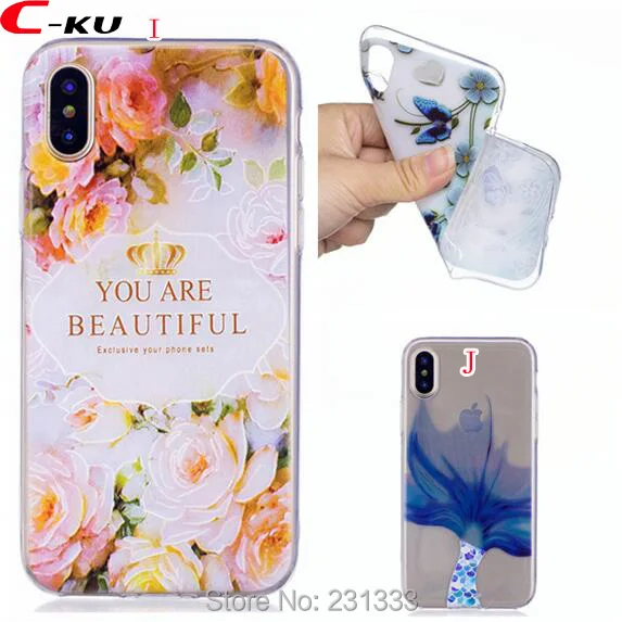 Мягкий рельеф ТПУ чехол C ku для Iphone X 8 7 Plus 7PLUS 6 6S SE 5S с изображением единорога