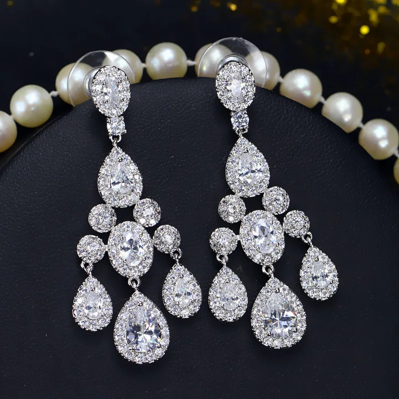 

Korean Silver Color Big Wedding Earrings for Bride Cute Rhinestone Flower Earrings Female Fashion Jewelry