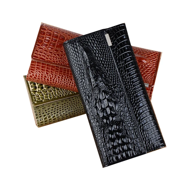 Модные Аллигатор Для женщин Лакированная кожа Бумажник Длинные Trifold дизайнер кошелек Для женщин 3D с животным принтом женские держатель для карт леди